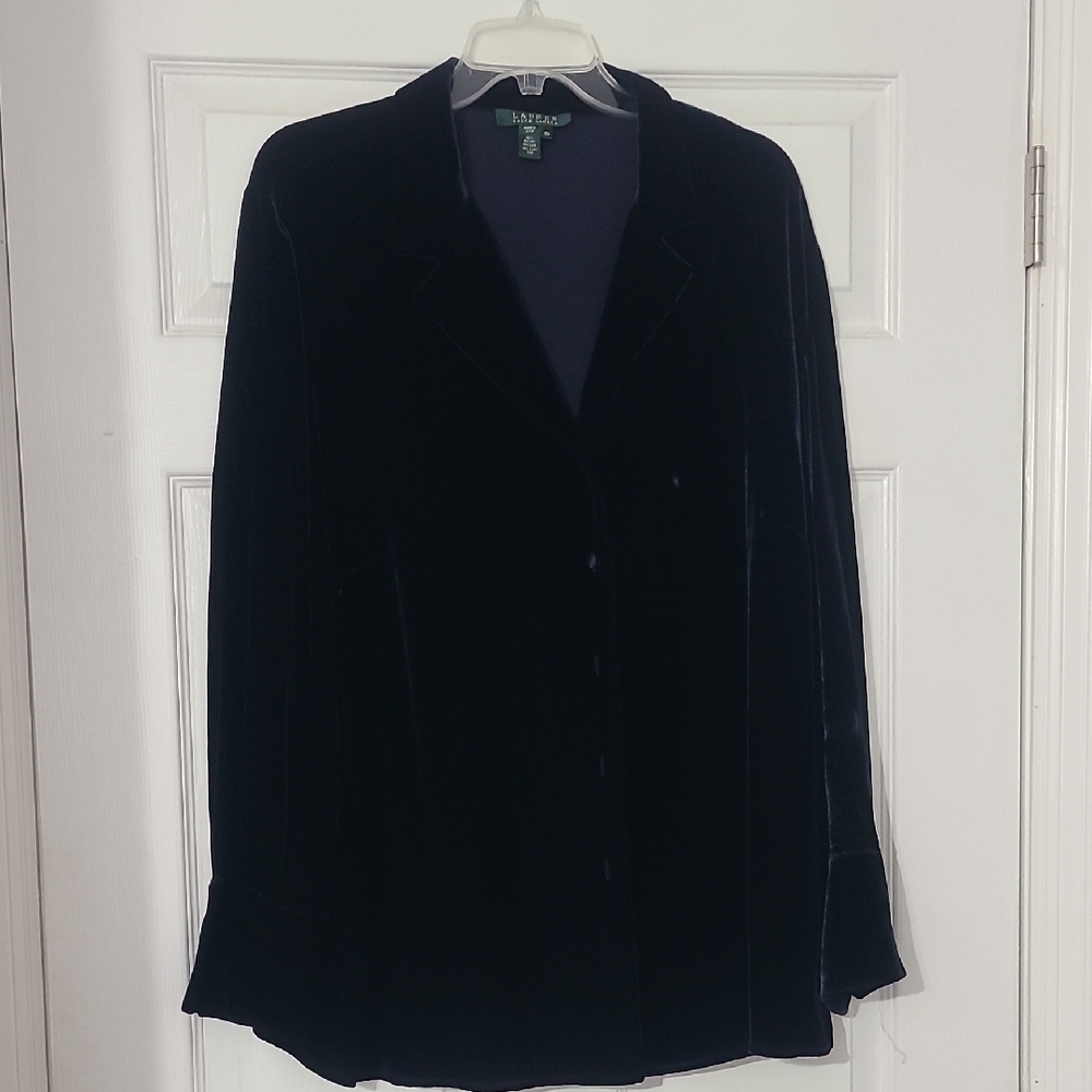 Lauren Ralph Lauren Dark Navy Velvet Blouse